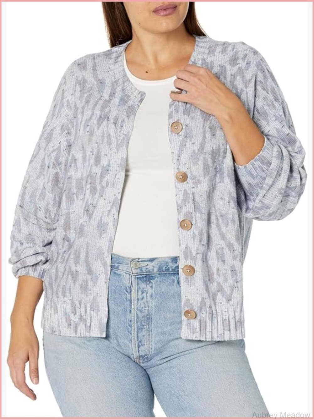 Midweight Button Front Cardigan Long Sleeve Round Neck